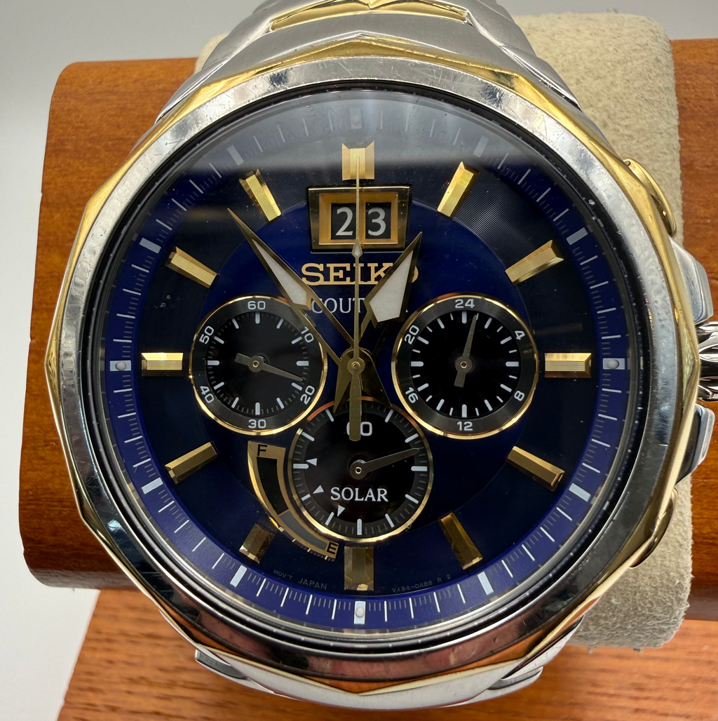 Seiko Coutura Solar Chronograph – Blue & Gold- £199.99