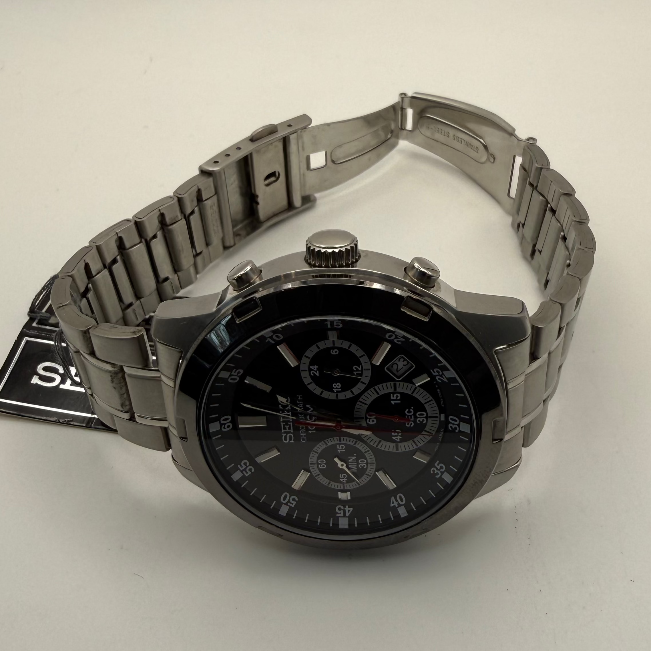 Seiko Chronograph 100M – Black Dial Stainless Steel (4T53-00C0)- £149.99