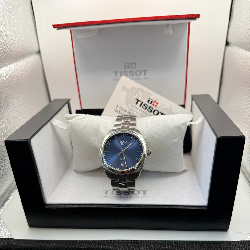 Tissot PR100 Blue Dial Quartz Watch – 41mm – Stainless Steel – Full Set- £189.99