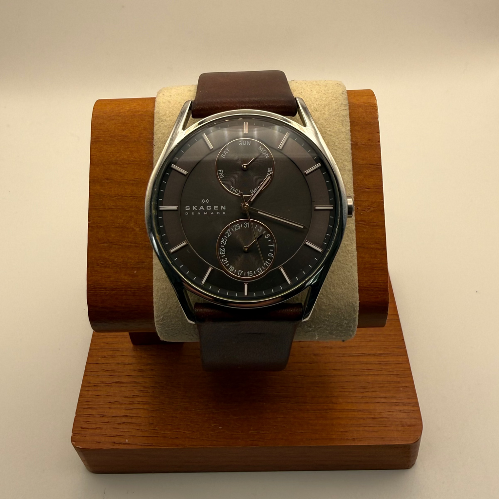Skagen Denmark SKW6086 Multifunction Grey Dial Watch – Brown Leather Stra- £49.99