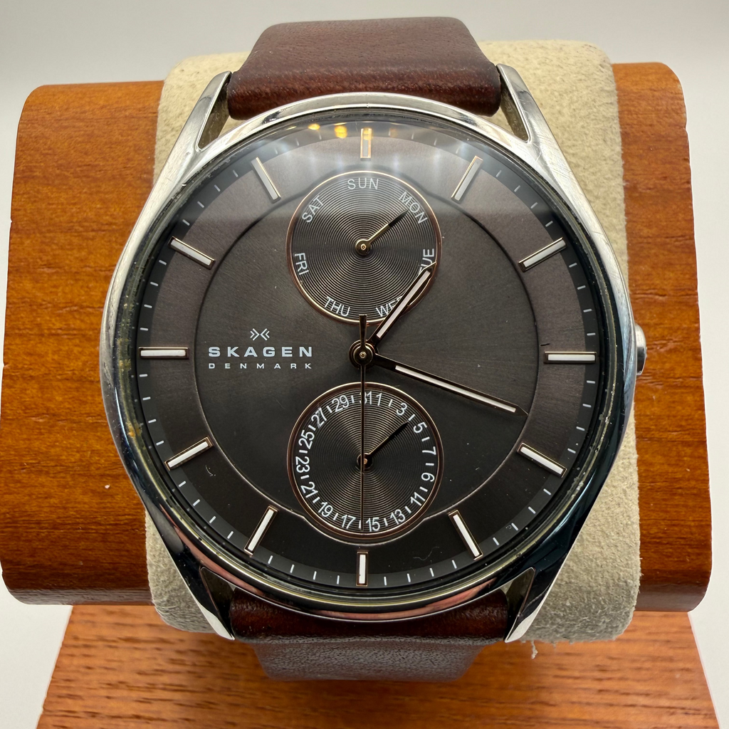 Skagen Denmark SKW6086 Multifunction Grey Dial Watch – Brown Leather Stra- £49.99