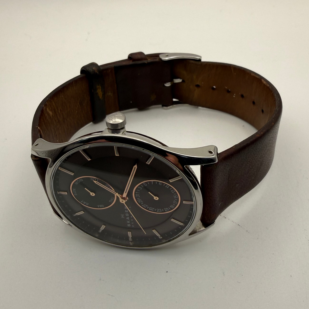Skagen Denmark SKW6086 Multifunction Grey Dial Watch – Brown Leather Stra- £49.99