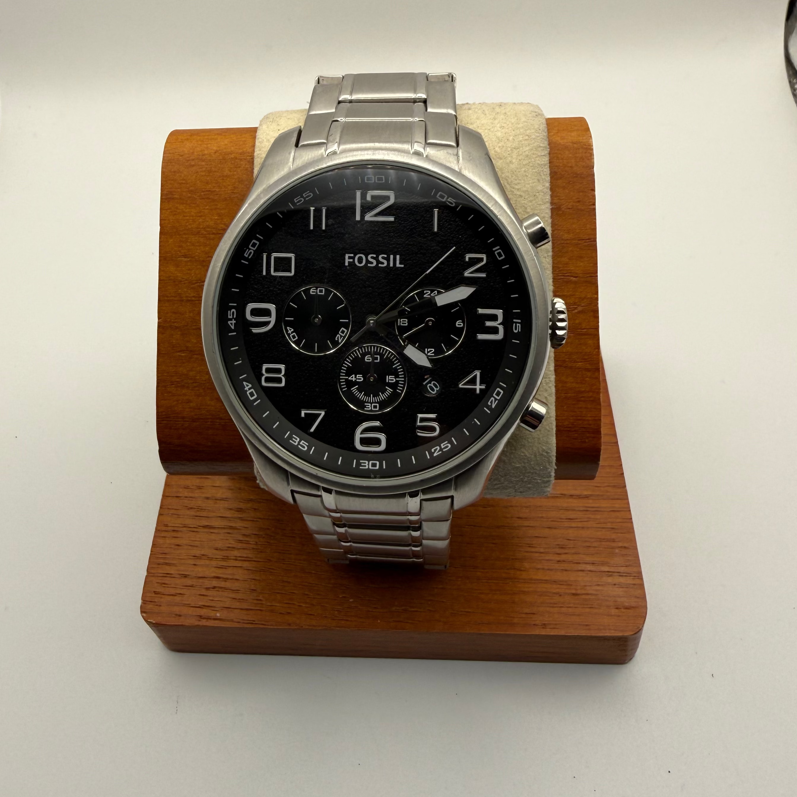 Fossil stainless steel chronograph watch with a bold black dial- £49.99