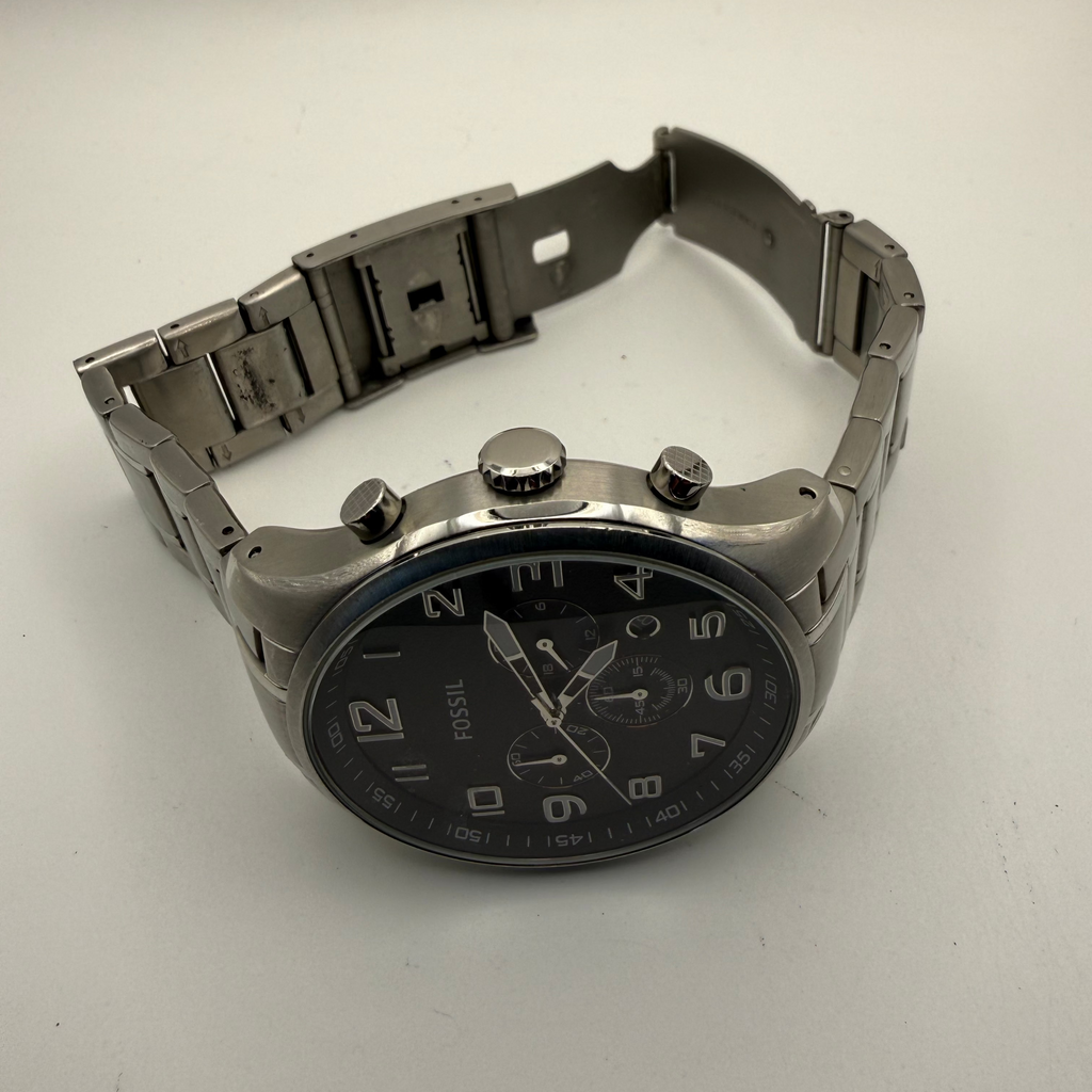 Fossil stainless steel chronograph watch with a bold black dial- £49.99