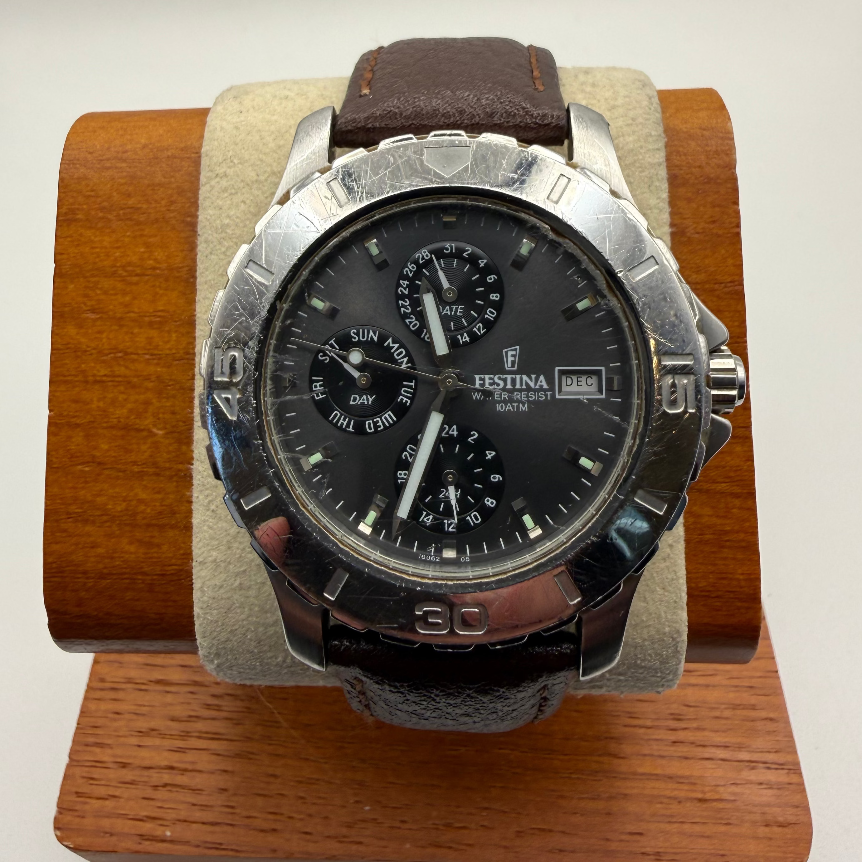 Festina Multi-Function Day Date 10ATM – Black Dial – Leather Strap- £39.95