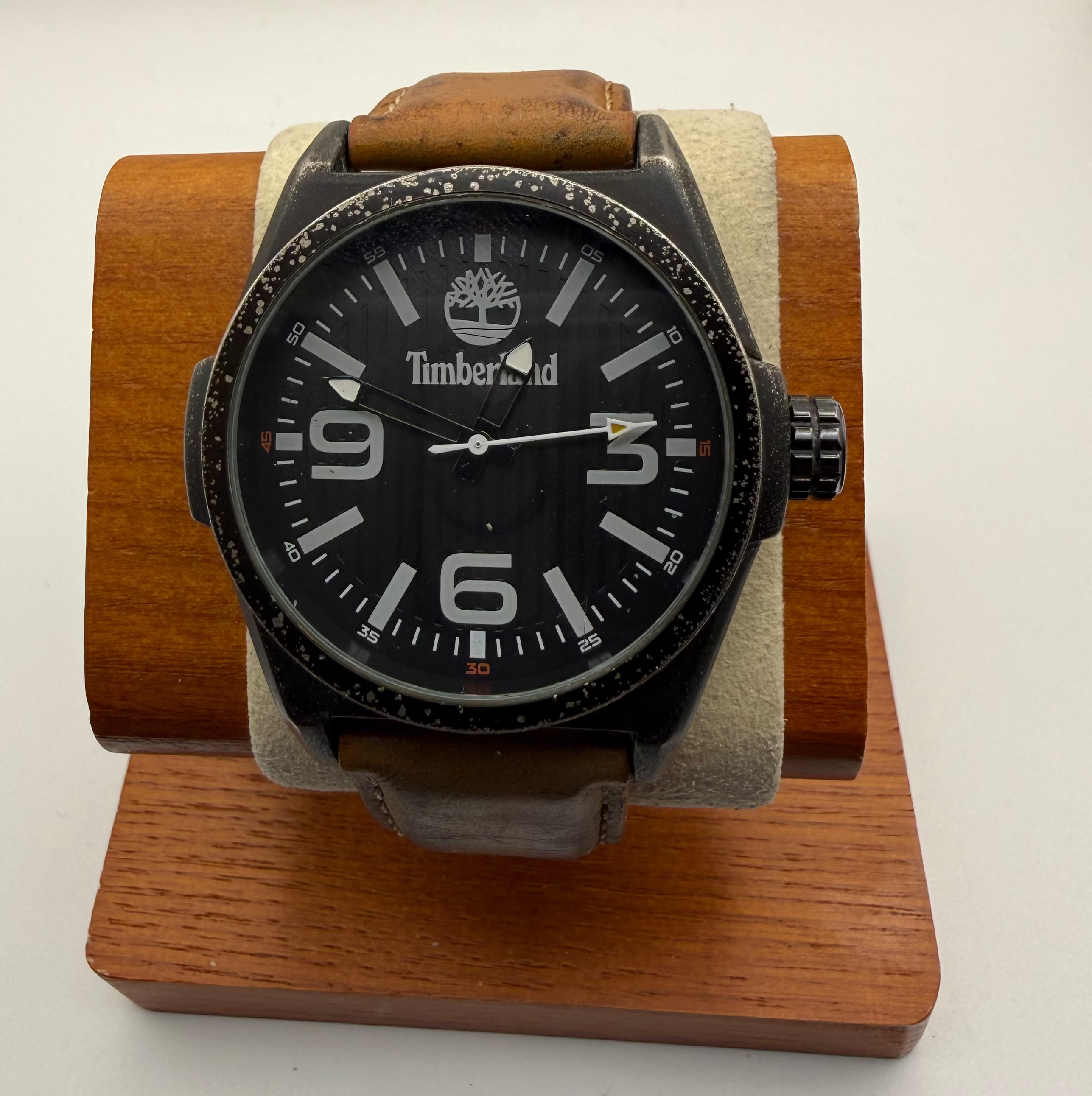 Timberland Oversized Field Watch – Black Dial | Distressed Case | Leather Strap- £29.95