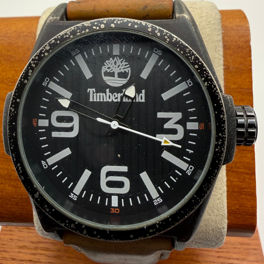 Timberland Oversized Field Watch – Black Dial | Distressed Case | Leather Strap- £29.95