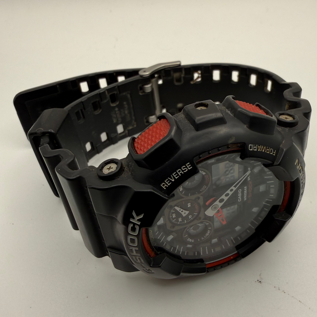 Casio G-Shock GA-100 Black & Red Ana-Digi Watch – Boxed- £