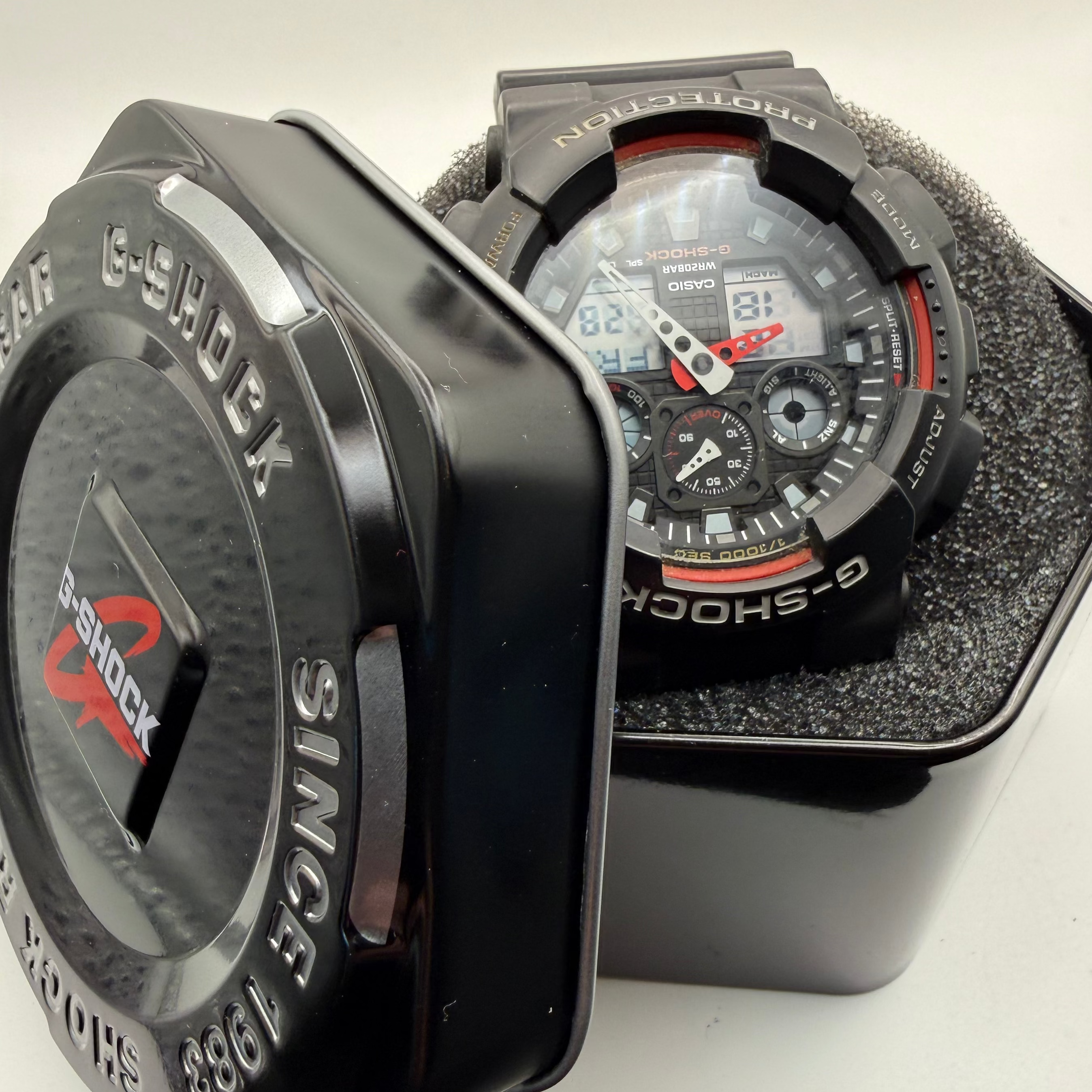 Casio G-Shock GA-100 Black & Red Ana-Digi Watch – Boxed- £