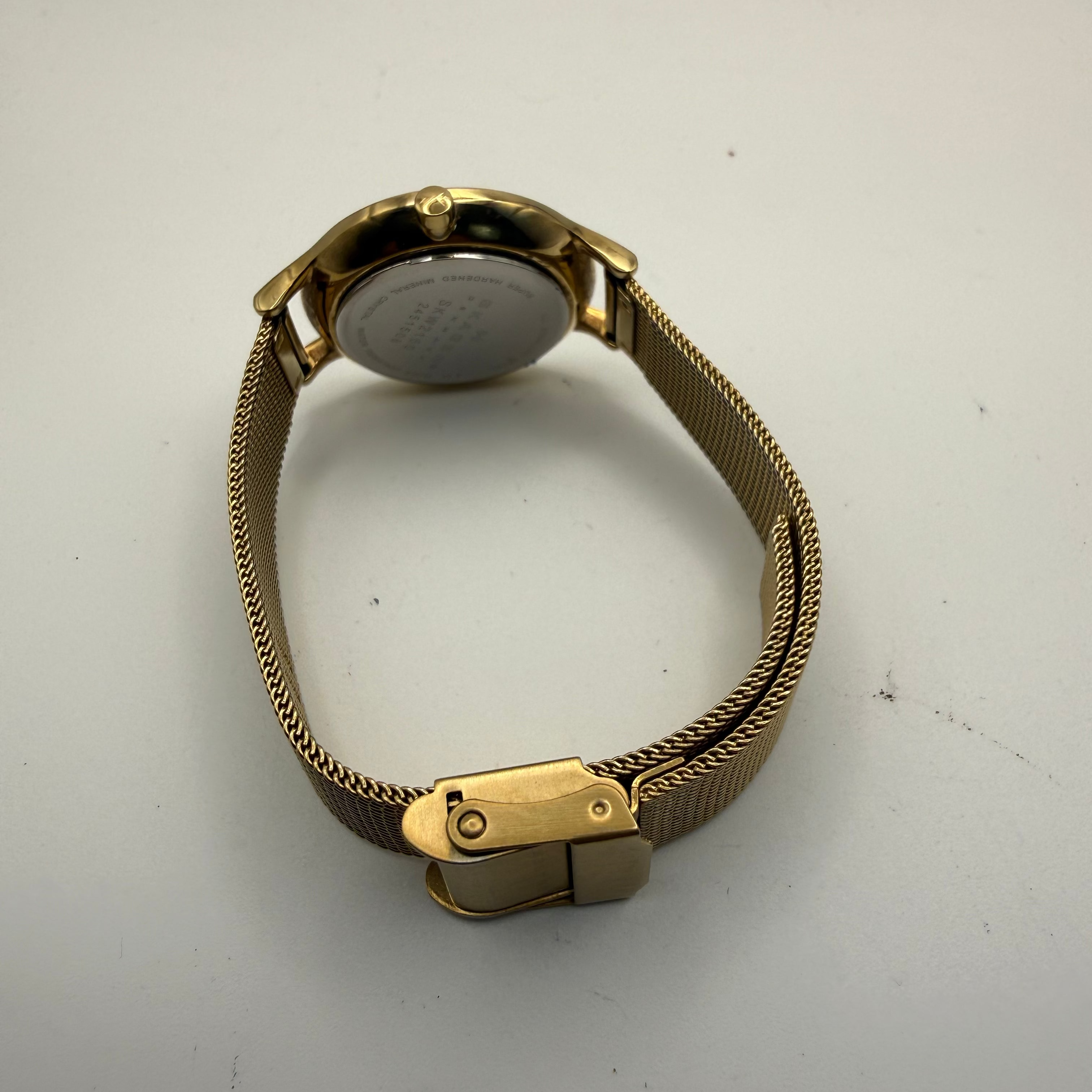 Skagen Denmark Ladies Gold Tone Mesh Bracelet Watch – Crystal Dial- £29.95