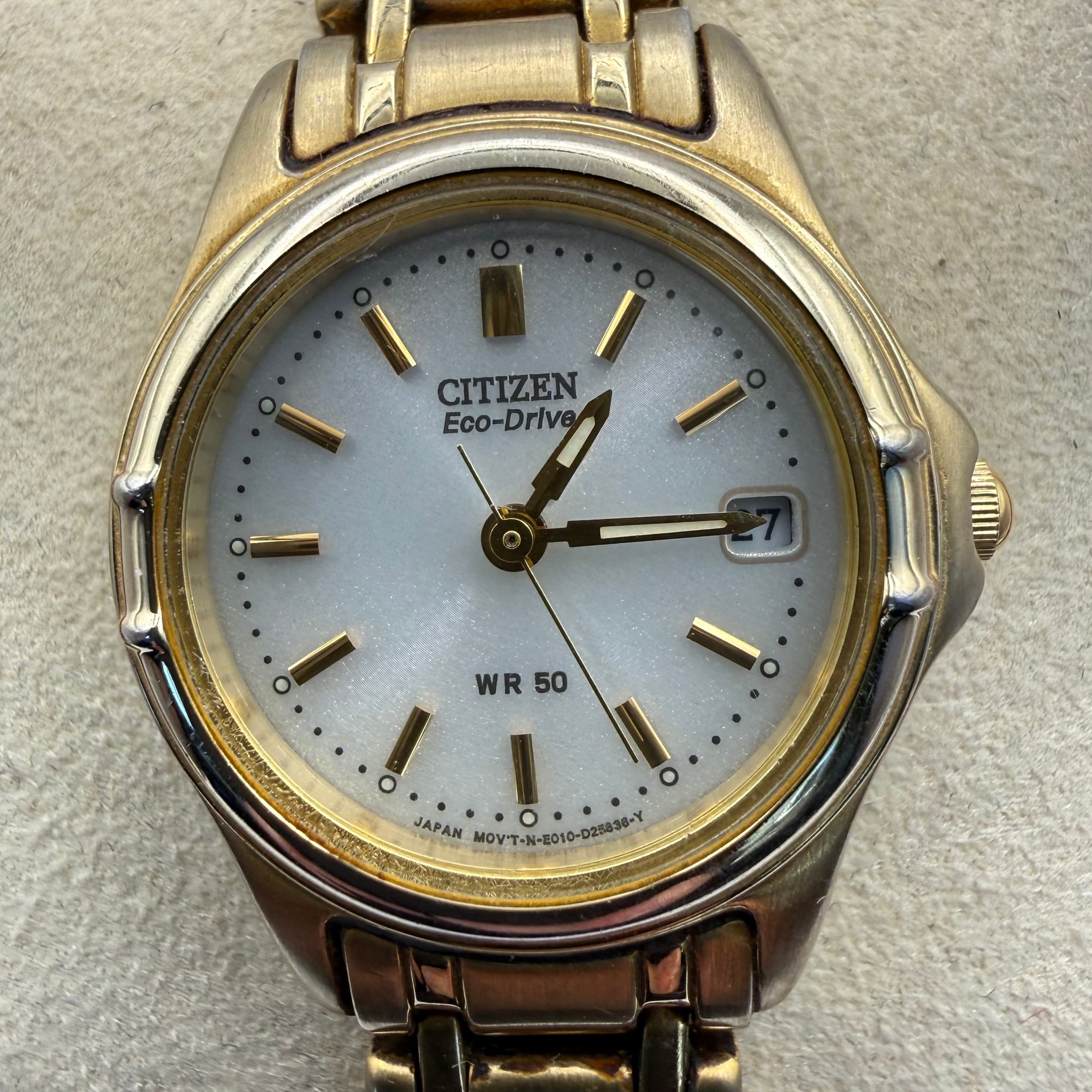 Citizen Eco-Drive Gold Tone Bracelet Watch – WR50 Date Model- £39.95
