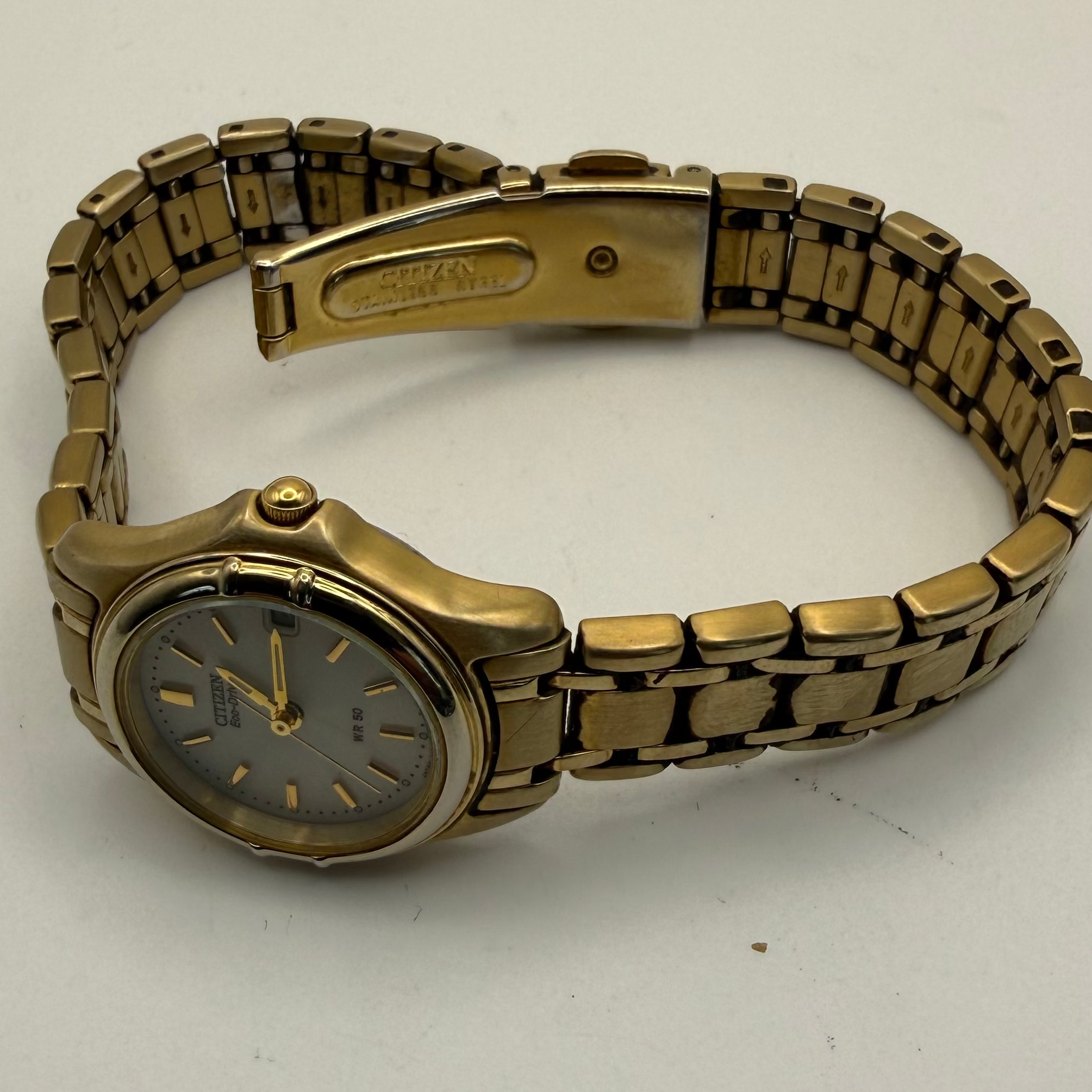Citizen Eco-Drive Gold Tone Bracelet Watch – WR50 Date Model- £39.95
