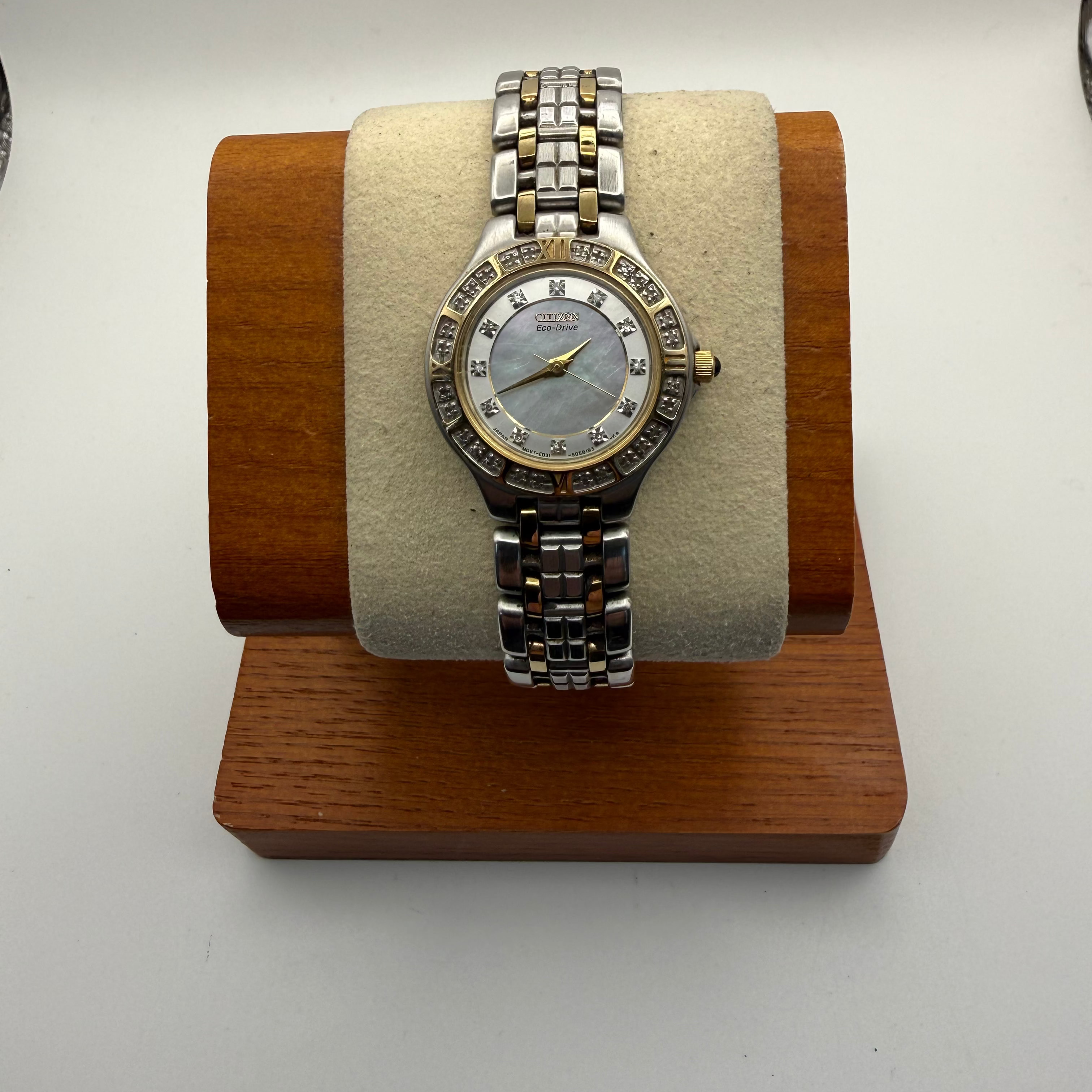 Citizen Eco-Drive Ladies Two-Tone Diamond Accent Watch – Mother of Pearl Dial- £79.95