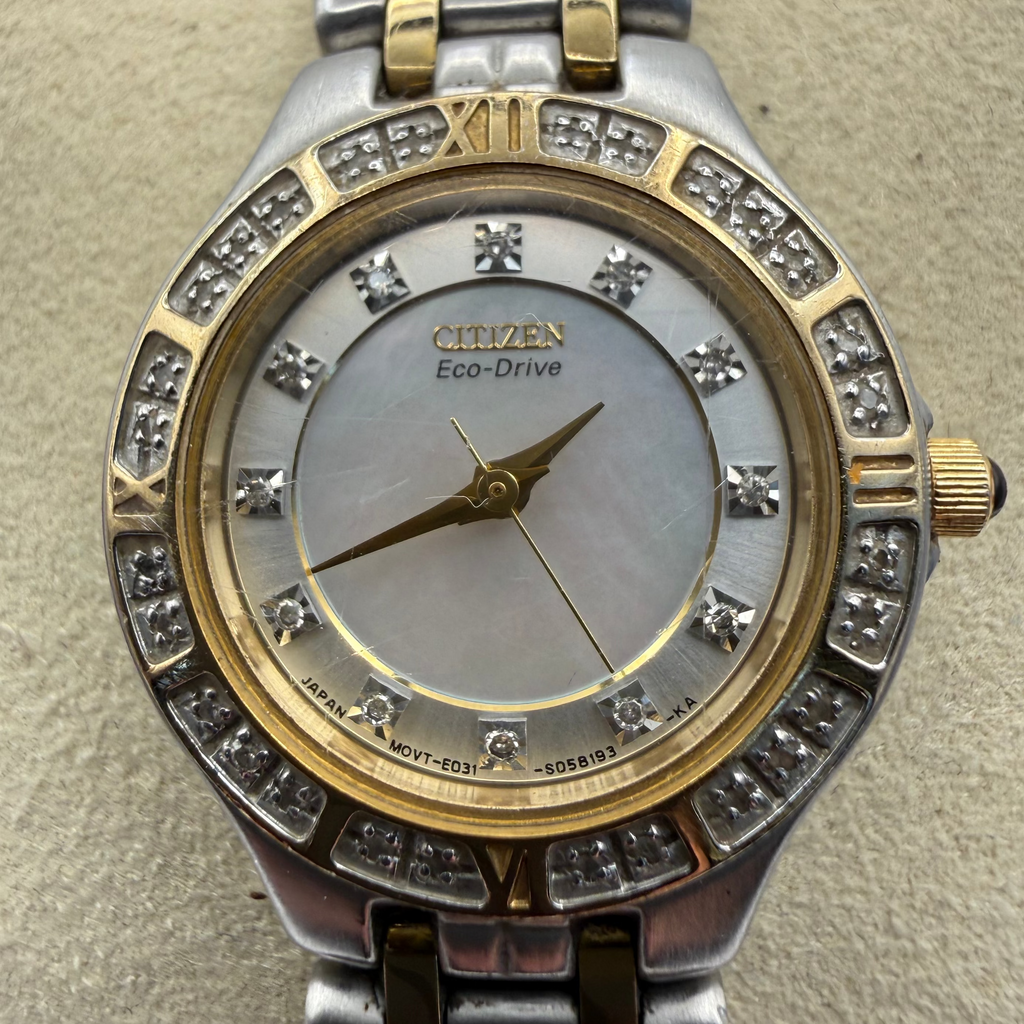 Citizen Eco-Drive Ladies Two-Tone Diamond Accent Watch – Mother of Pearl Dial- £79.95