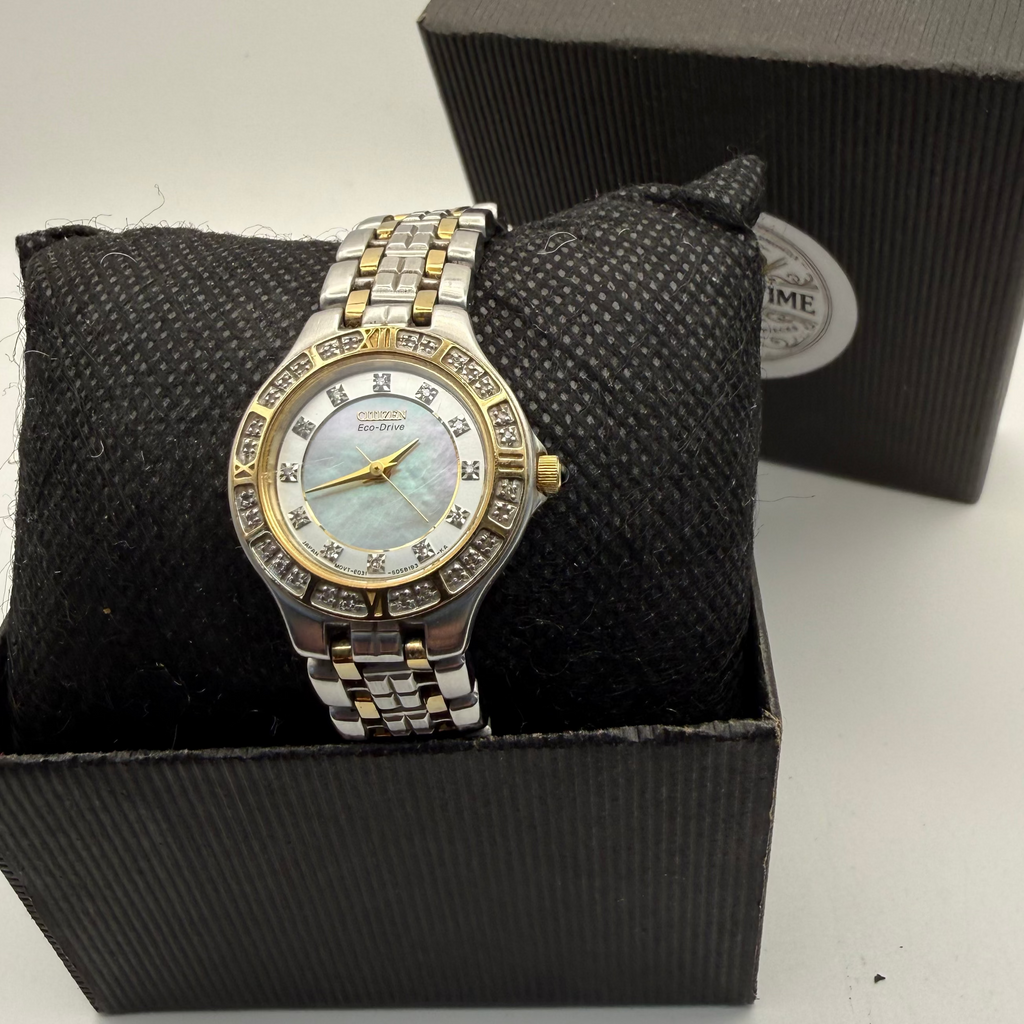 Citizen Eco-Drive Ladies Two-Tone Diamond Accent Watch – Mother of Pearl Dial- £79.95