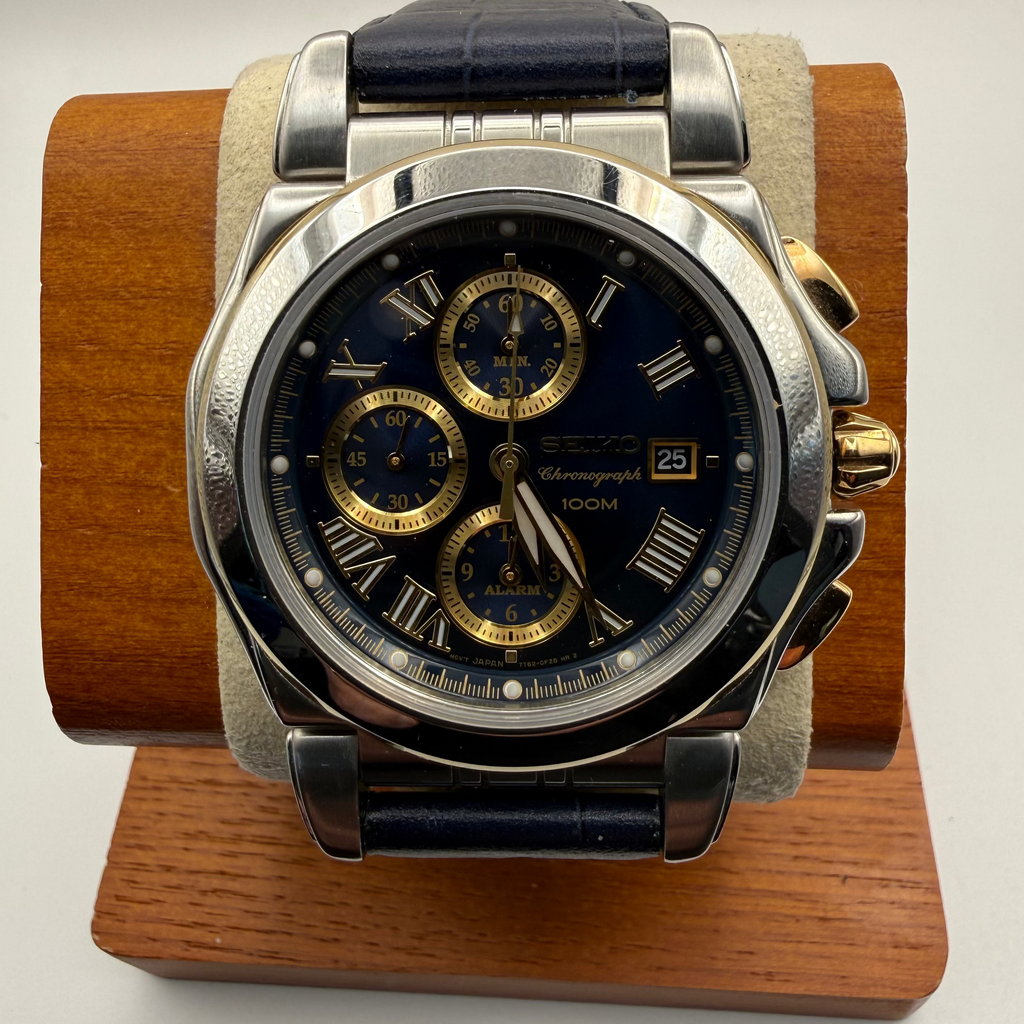 Seiko Chronograph Alarm – Blue Dial Roman Numerals – Sapphire Crystal- £129.99