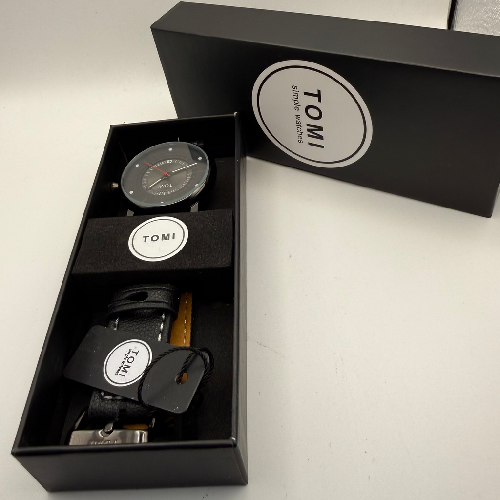TOMI Simple Watches Black Designer Watch New With Tags Boxed- £19.99