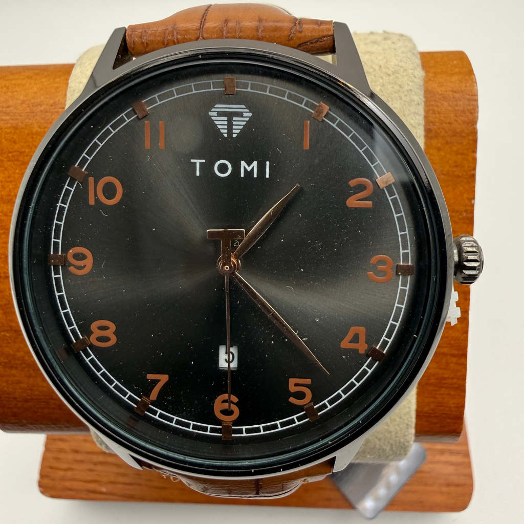 TOMI Black Dial Brown Strap Watch – New With Tags & Box- £19.99