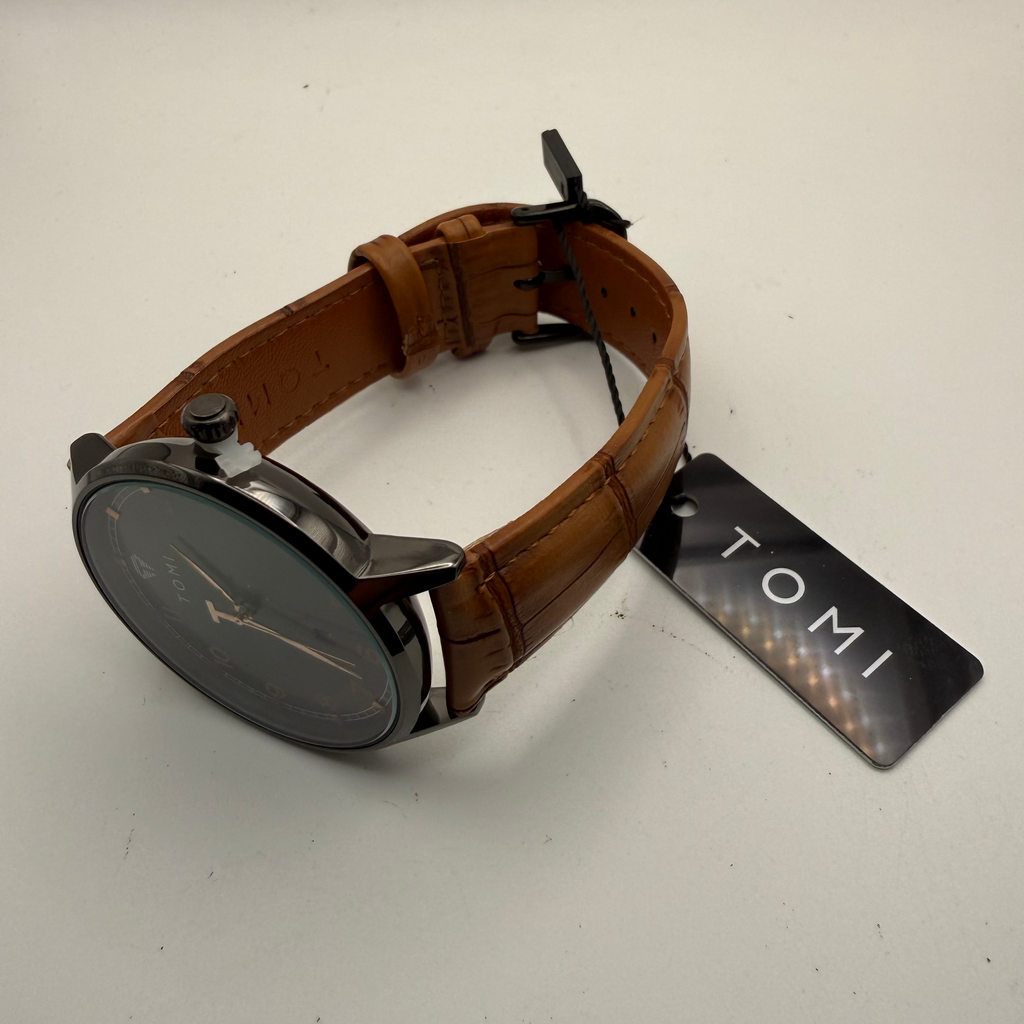 TOMI Black Dial Brown Strap Watch – New With Tags & Box- £19.99