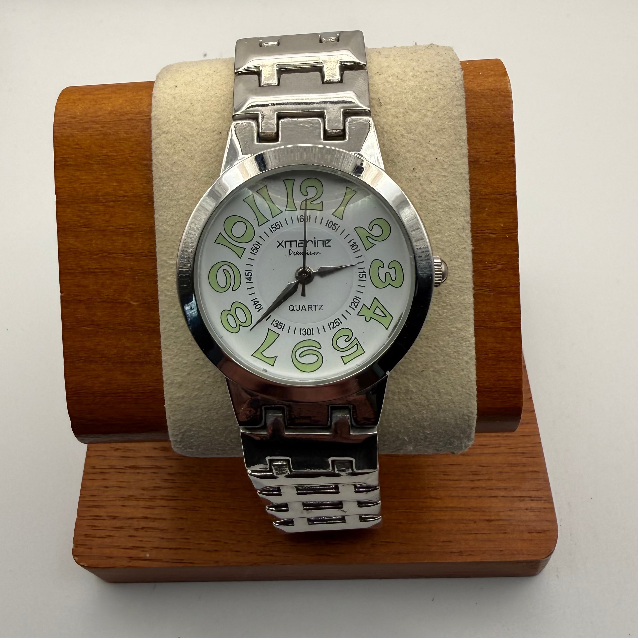 Xmarine Premium Quartz Watch – Silver Tone Bracelet – Green Arabic Dial- £24.95