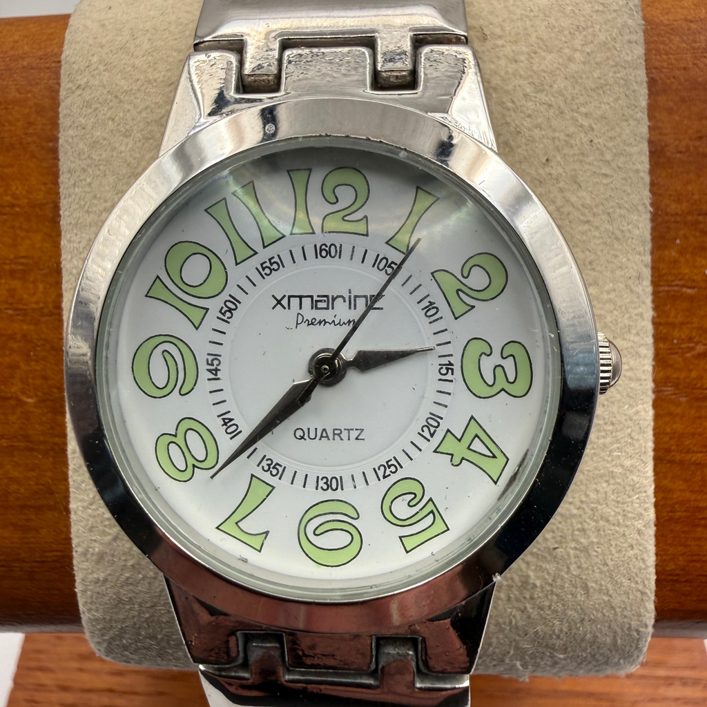 Xmarine Premium Quartz Watch – Silver Tone Bracelet – Green Arabic Dial- £24.95