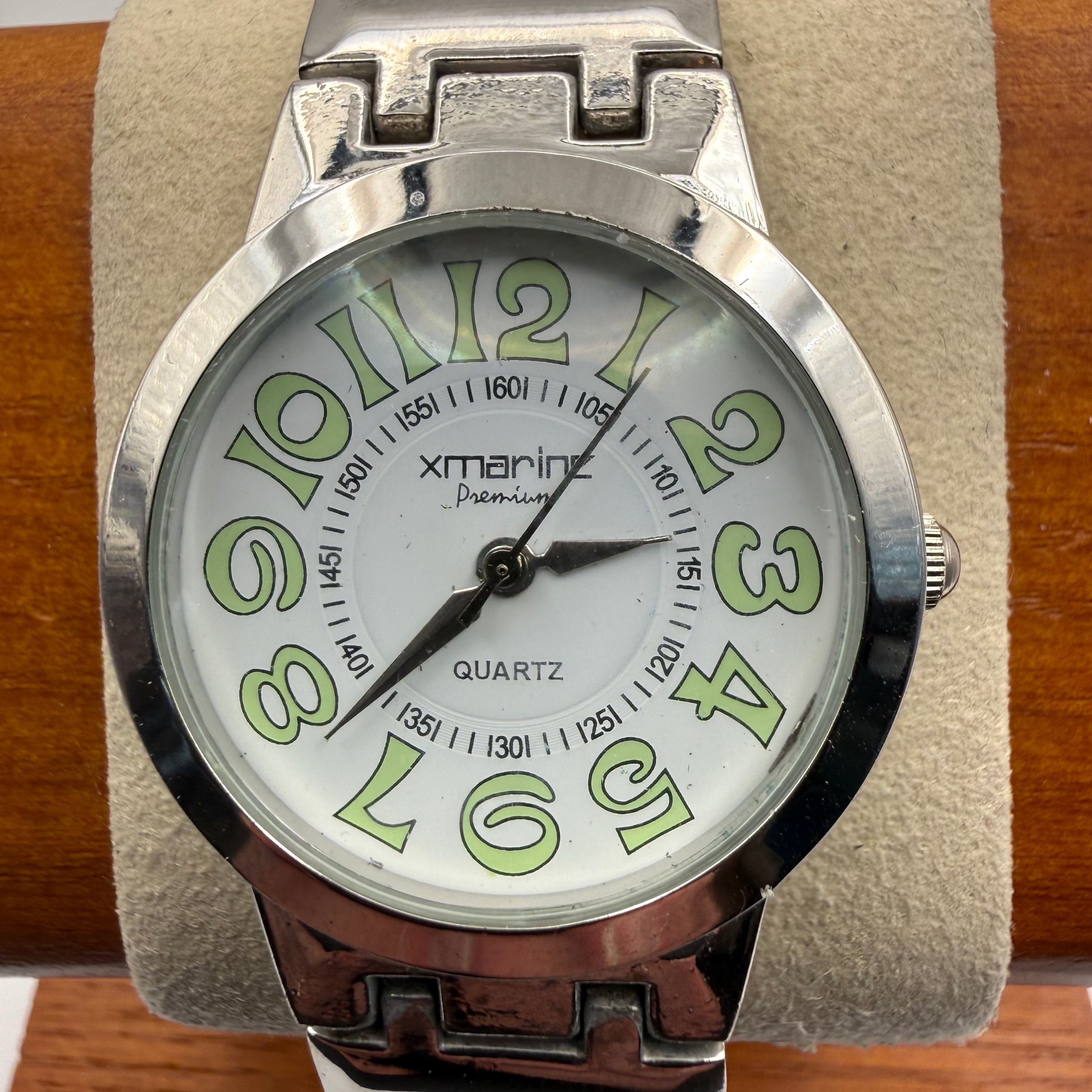 Xmarine Premium Quartz Watch – Silver Tone Bracelet – Green Arabic Dial- £24.95
