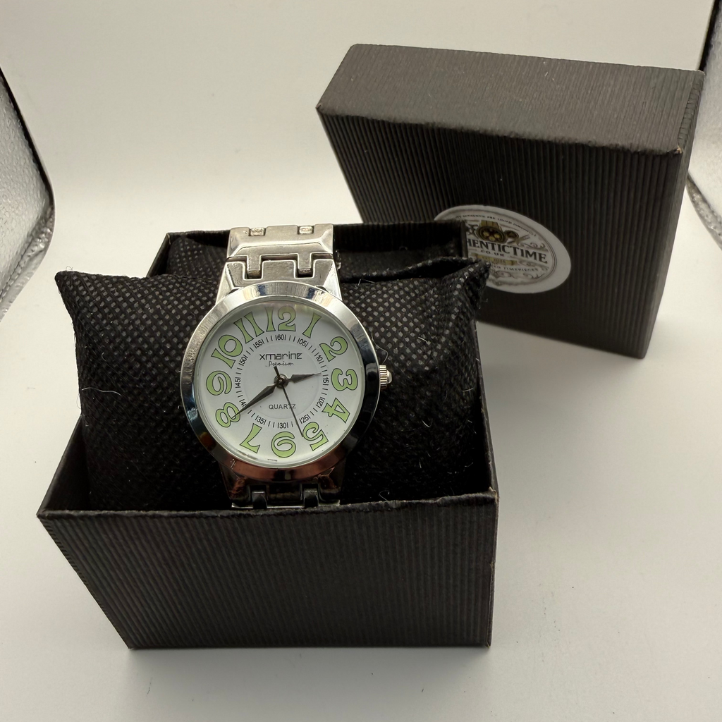 Xmarine Premium Quartz Watch – Silver Tone Bracelet – Green Arabic Dial- £24.95