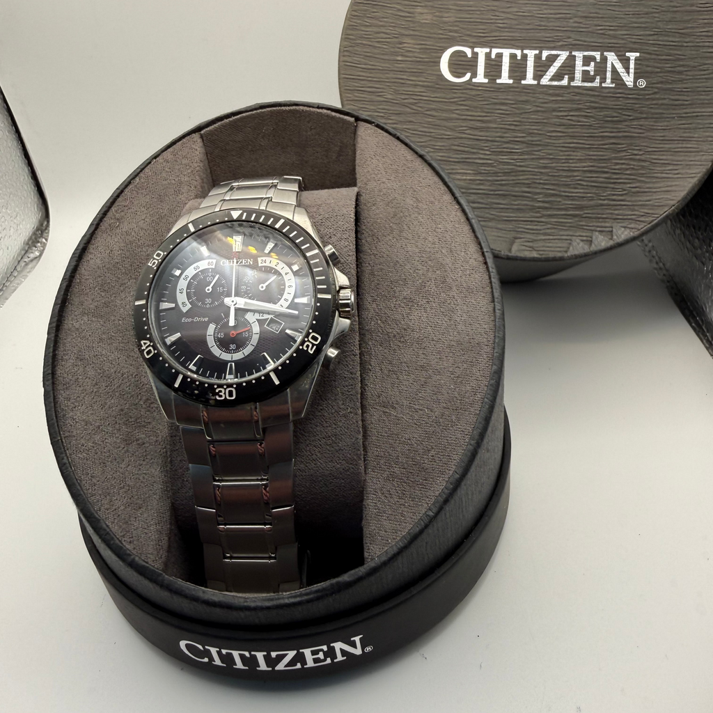 Citizen Eco-Drive Chronograph Black Dial Stainless Steel- £119.99