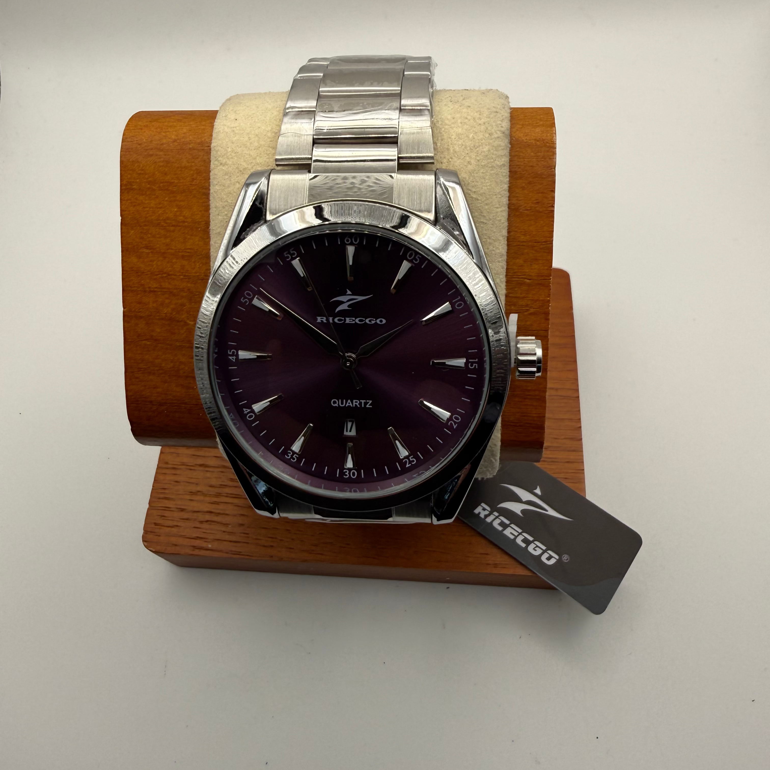 RICECGO Quartz Stainless Steel Watch – Deep Burgundy Dial | New With Tag- £19.99