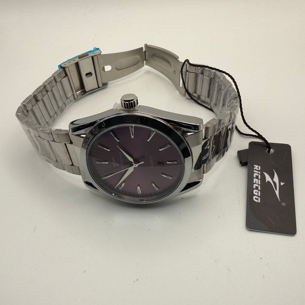 RICECGO Quartz Stainless Steel Watch – Deep Burgundy Dial | New With Tag- £19.99