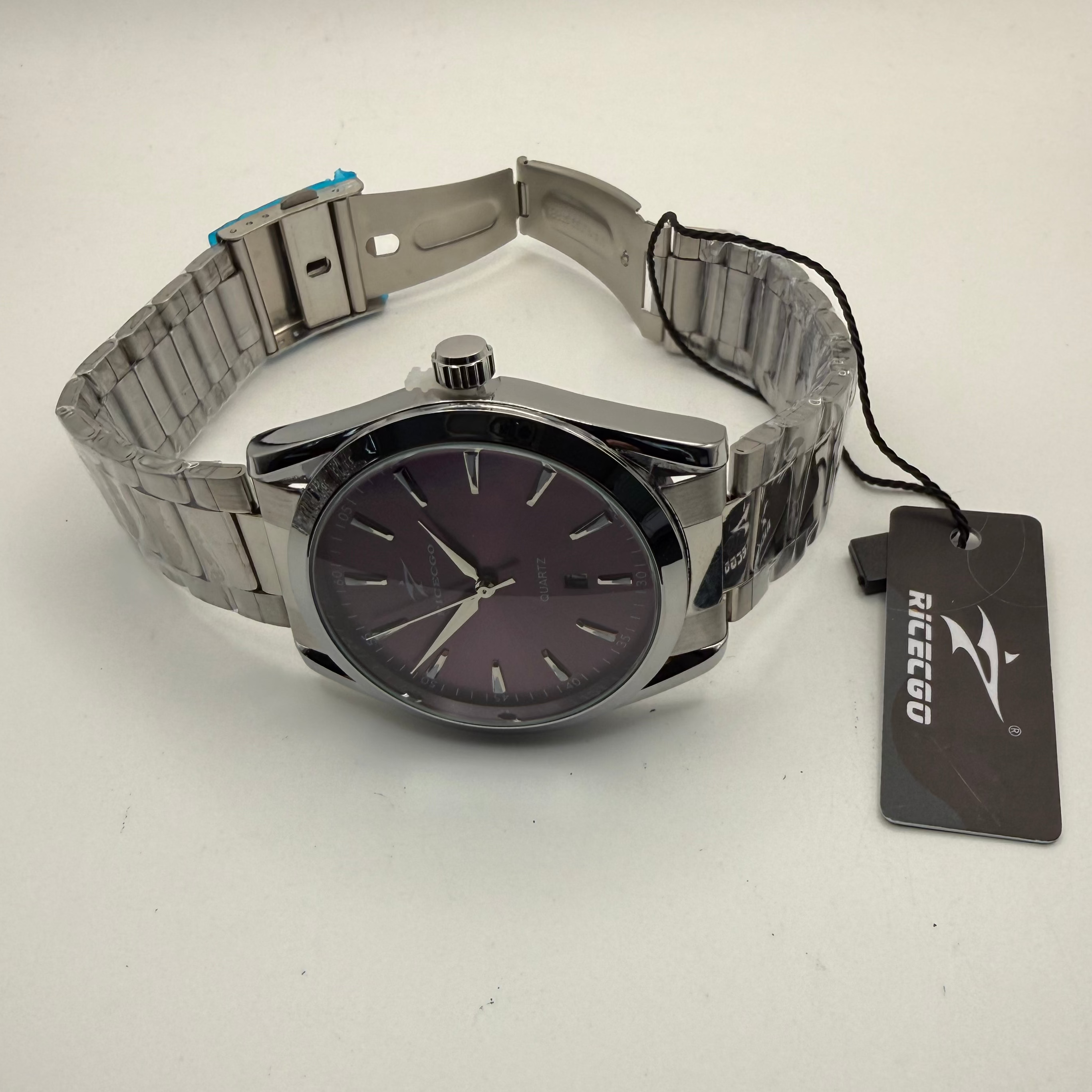 RICECGO Quartz Stainless Steel Watch – Deep Burgundy Dial | New With Tag- £19.99