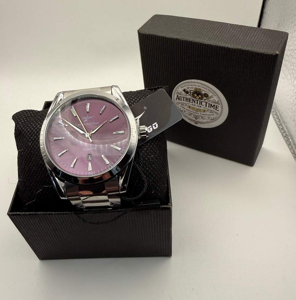 RICECGO Quartz Stainless Steel Watch – Deep Burgundy Dial | New With Tag- £19.99