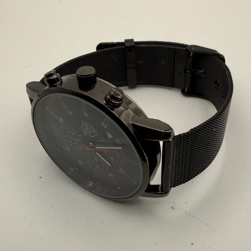 Eyros Matte Black Mesh Strap Watch – New in Presentation Box- £