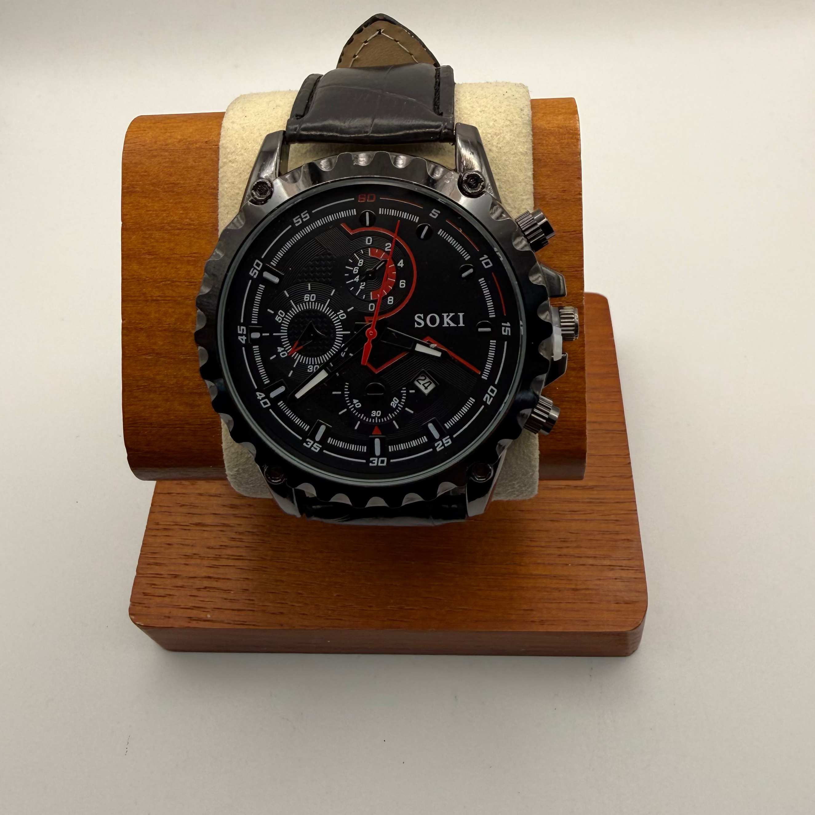 SOKI Black & Red Multi Dial Quartz Watch – Date – New- £24.99