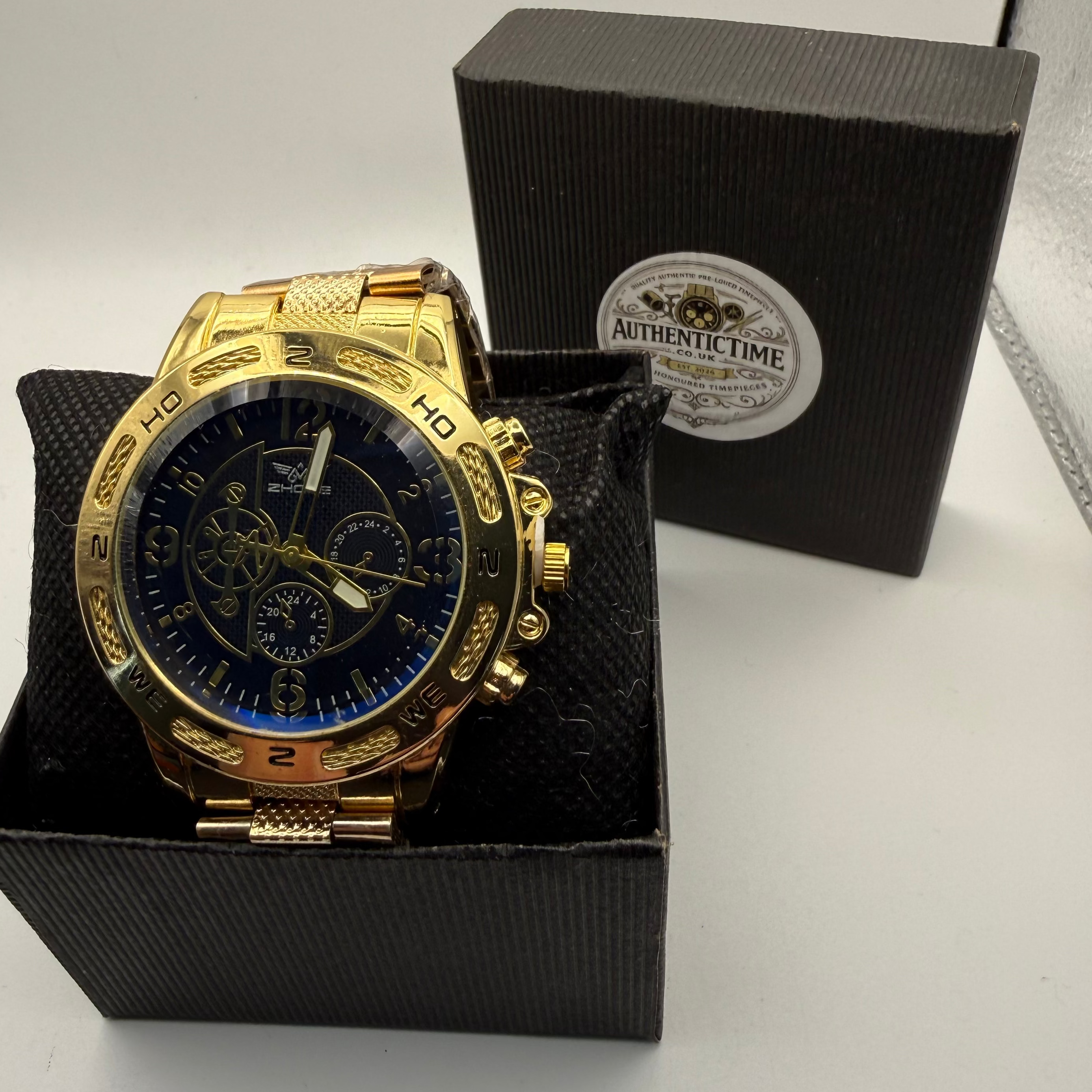 Zhowe Gold Tone Multi-Dial Quartz Watch – New with Presentation Box- £14.99