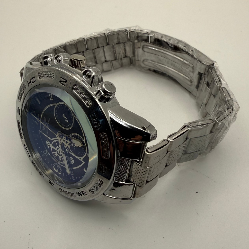 ZHOWE Men’s Silver Tone Bracelet Watch Blue Dial New In Box- £14.99