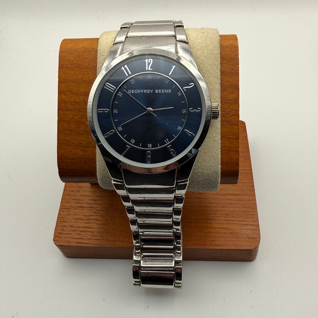 Geoffrey Beene Blue Dial Stainless Steel Watch – New in Box- £19.99