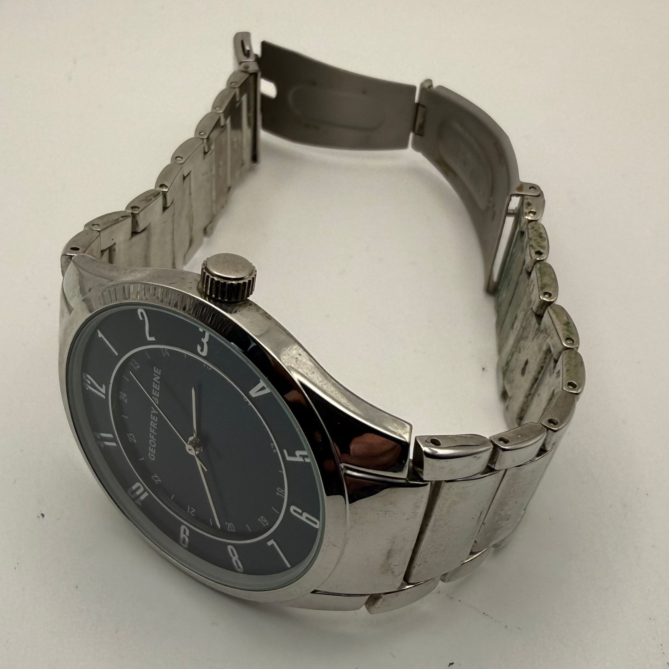 Geoffrey Beene Blue Dial Stainless Steel Watch – New in Box- £19.99