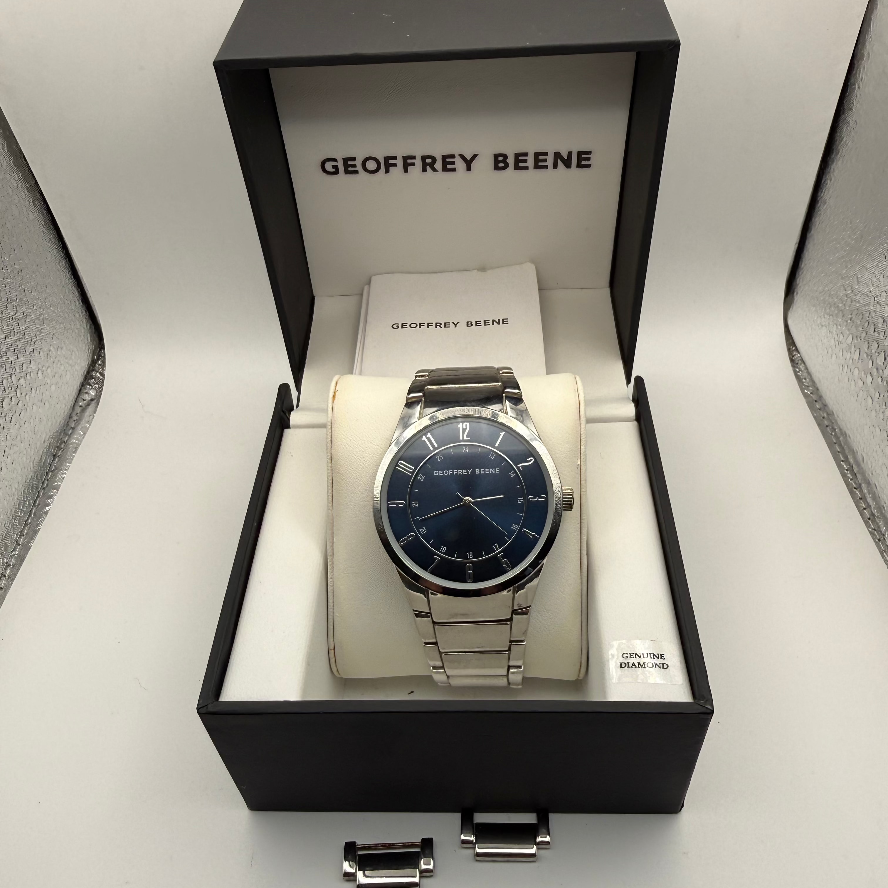 Geoffrey Beene Blue Dial Stainless Steel Watch – New in Box- £19.99