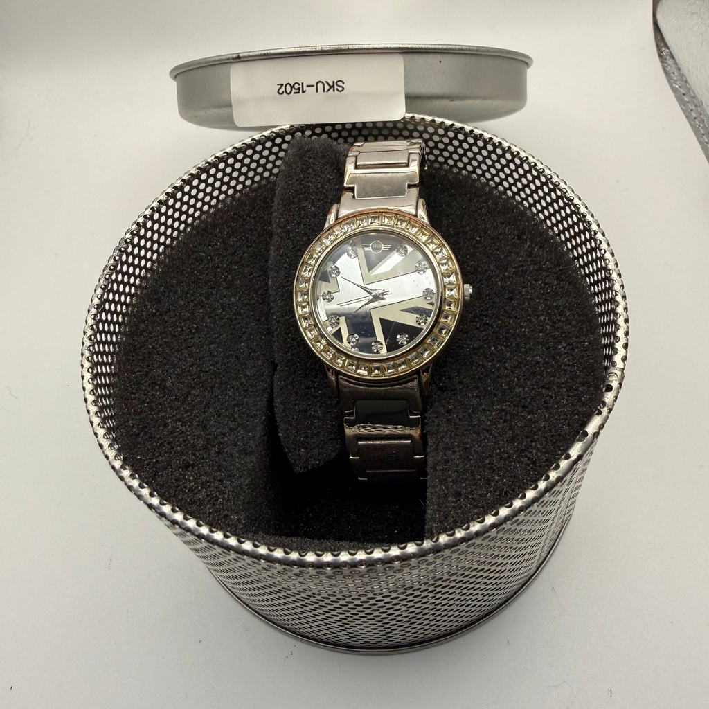 MINI Ladies Union Jack Dial Watch – Crystal Bezel – Stainless Steel Bracelet – Boxed- £29.99
