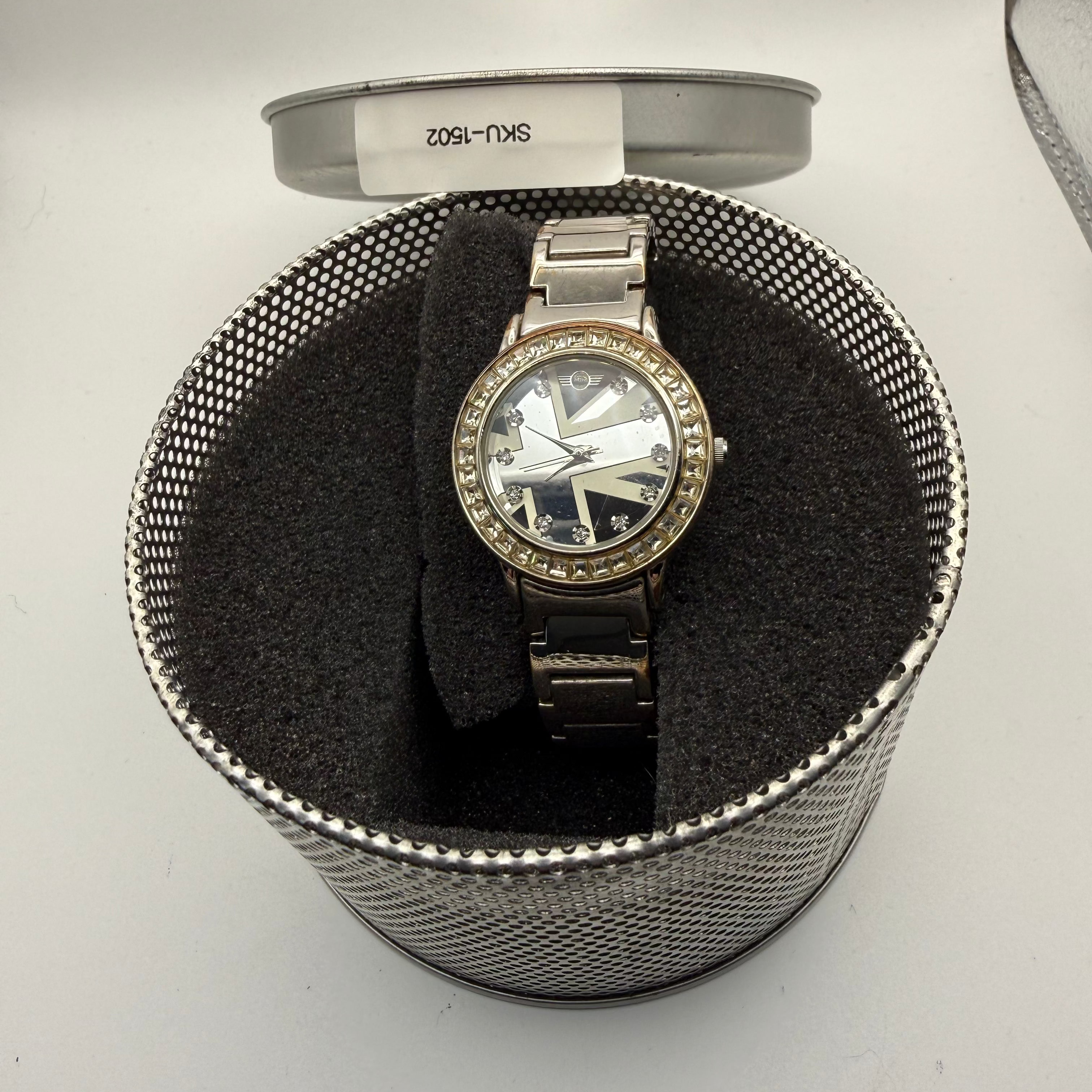 MINI Ladies Union Jack Dial Watch – Crystal Bezel – Stainless Steel Bracelet – Boxed- £29.99