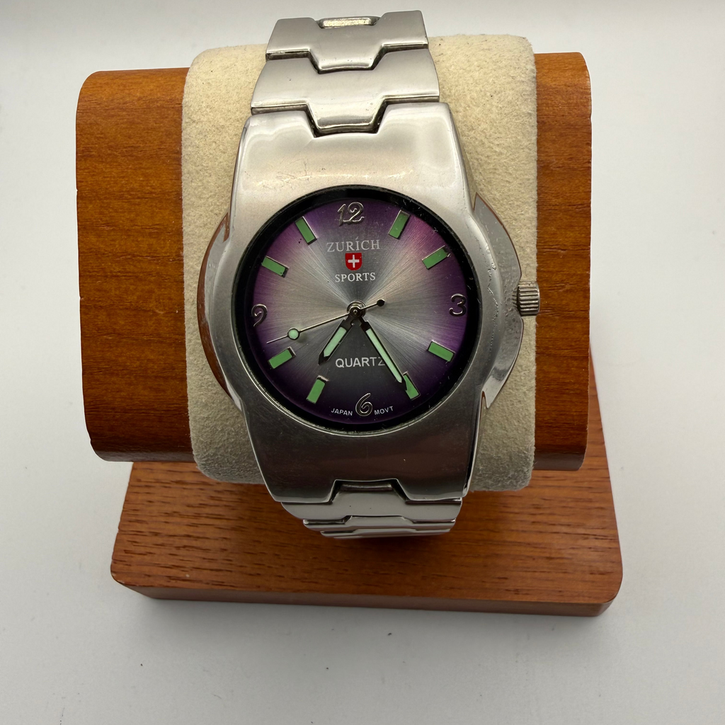 Zurich Sports Quartz Watch – Stainless Steel – Purple Dial – Boxed- £29.95