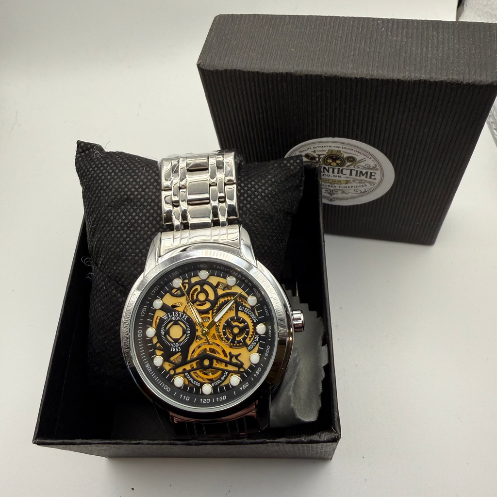 WLISTH 1853 Automatic Skeleton Watch With Exhibition Case Back – New In Box- £39.99