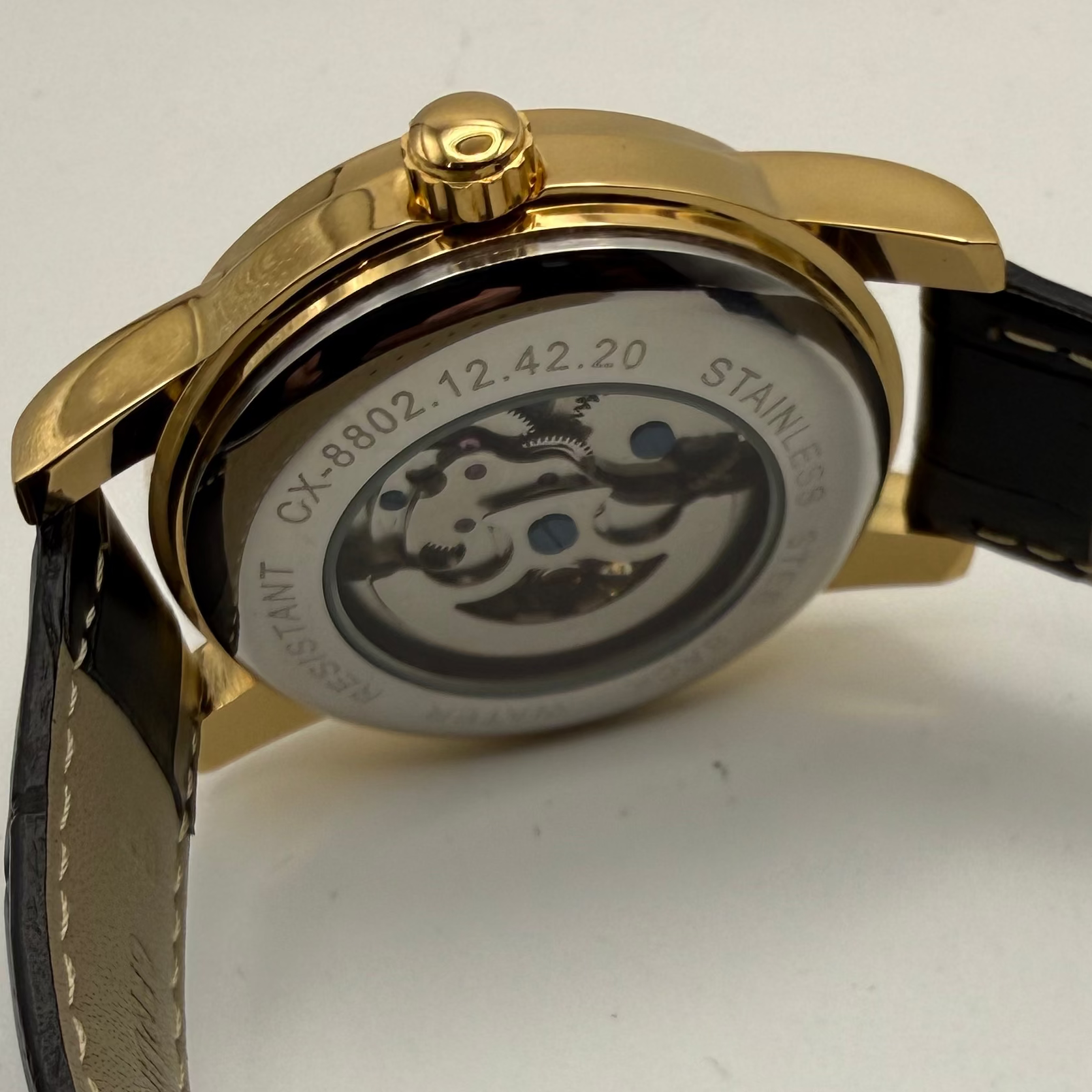 Chenxi Automatic Skeleton Dress Watch Gold Tone Black Strap New In Box- £39.95
