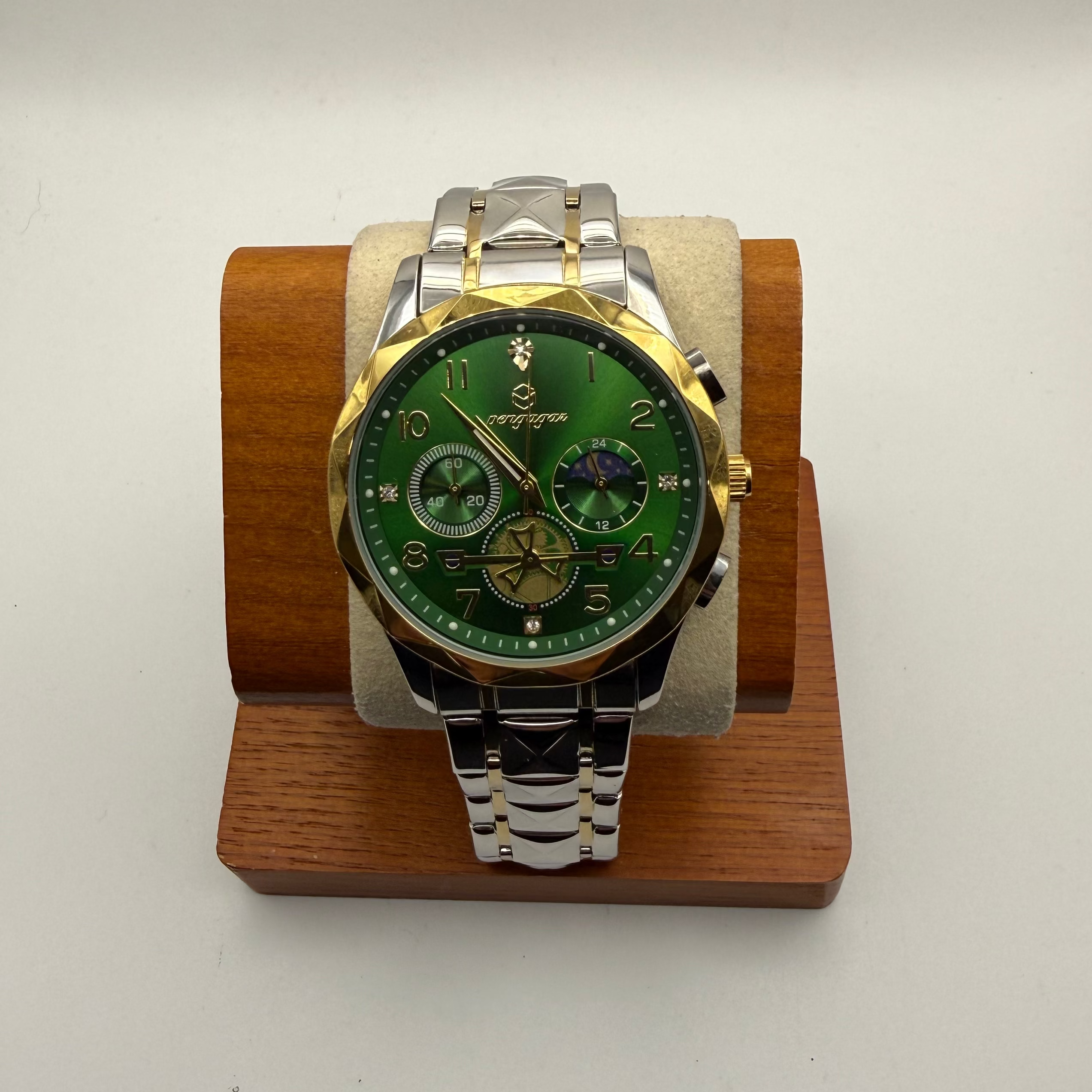 Pagzoma Green Dial Multi-Function Quartz Watch – Two Tone Bracelet – New in Bo- £29.95