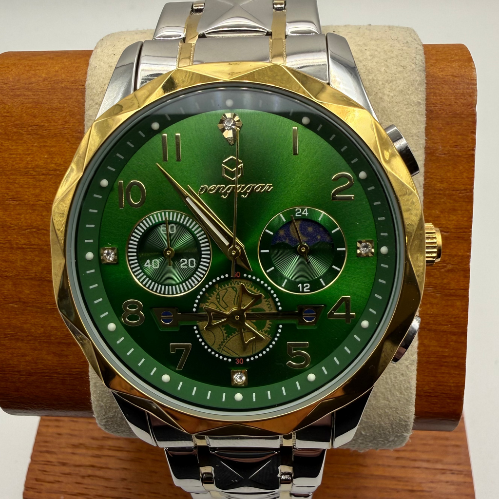 Pagzoma Green Dial Multi-Function Quartz Watch – Two Tone Bracelet – New in Bo- £29.95