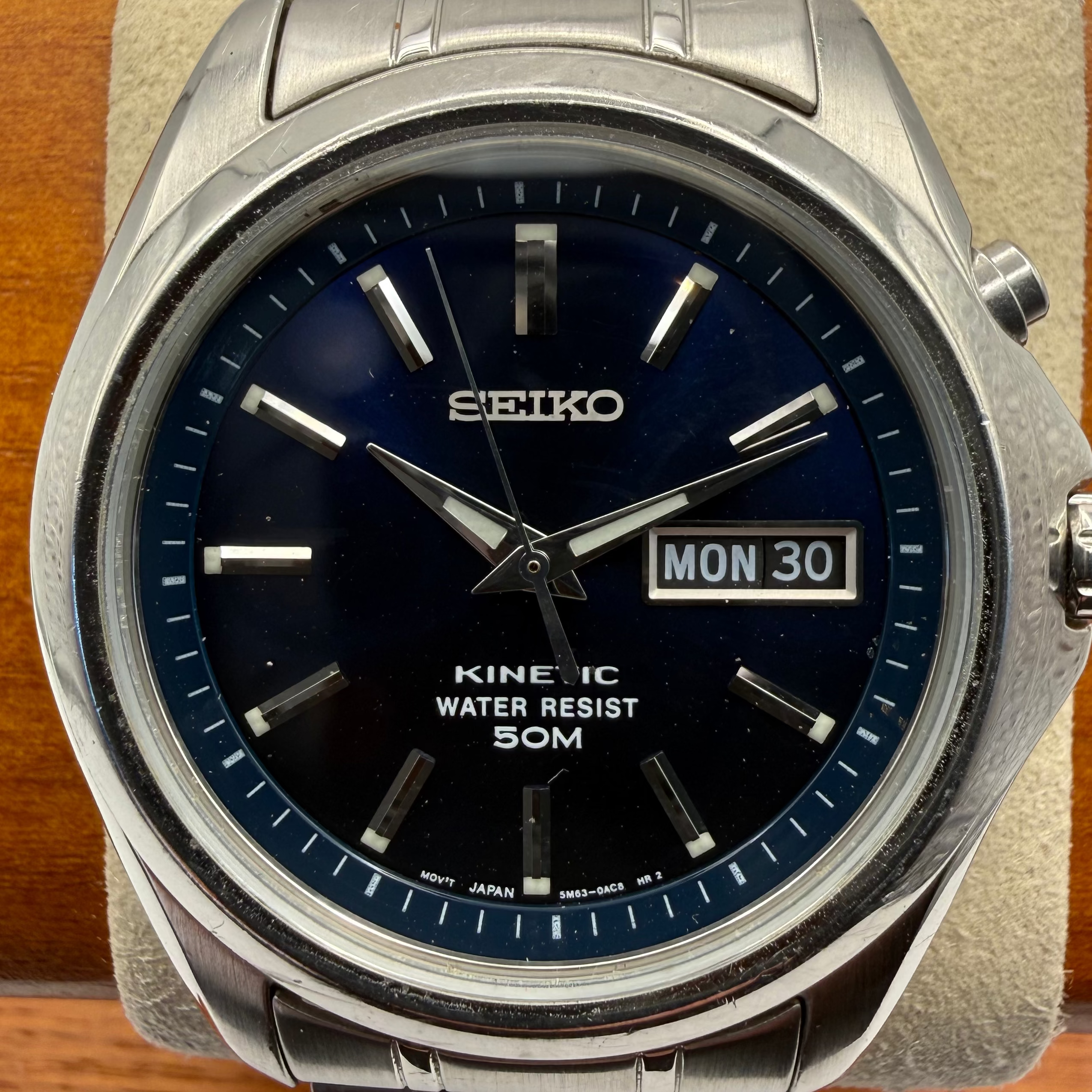 Seiko Kinetic Titanium SQ100 Blue Dial Day-Date – Fully Serviced Nov 2005- £109.99