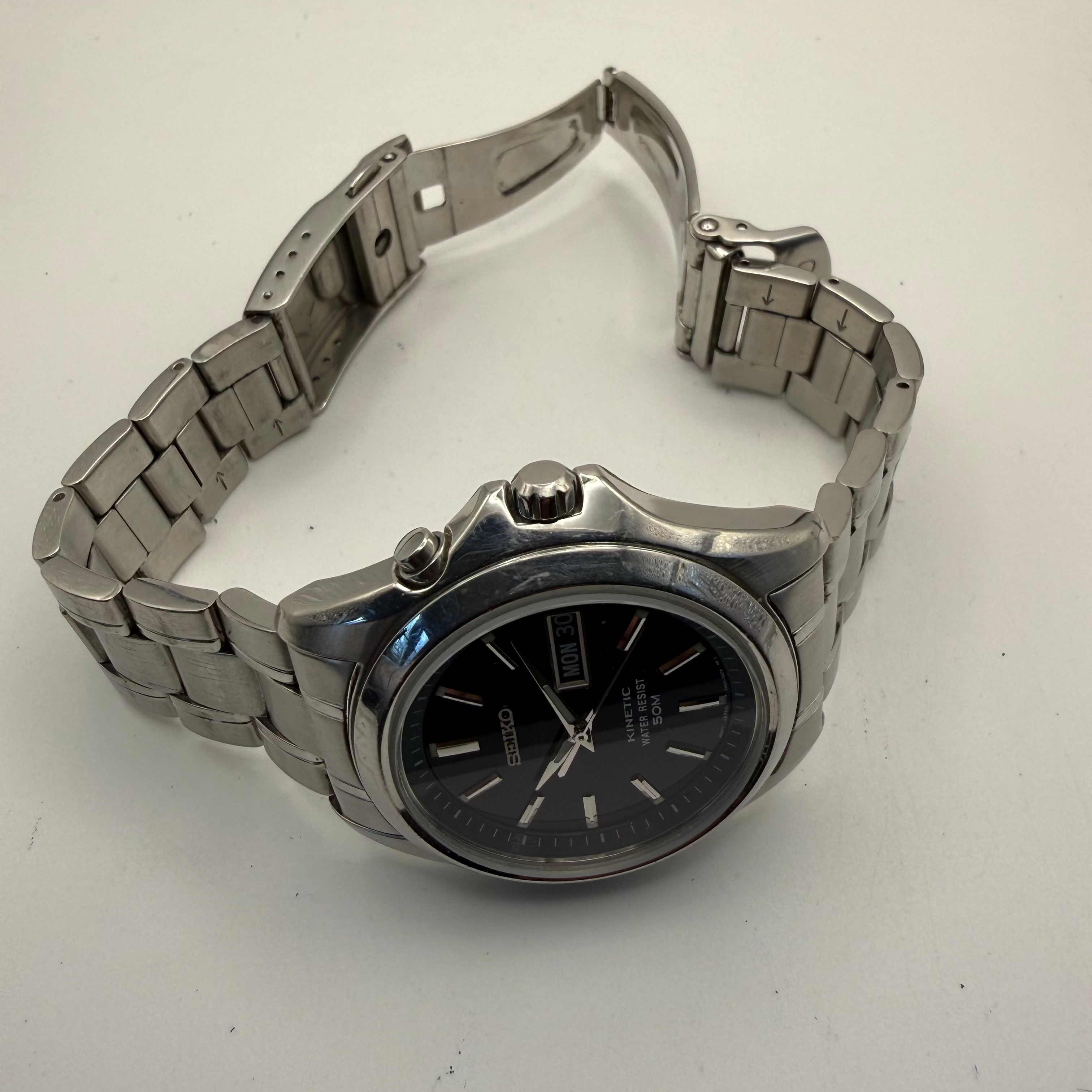 Seiko Kinetic Titanium SQ100 Blue Dial Day-Date – Fully Serviced Nov 2005- £109.99