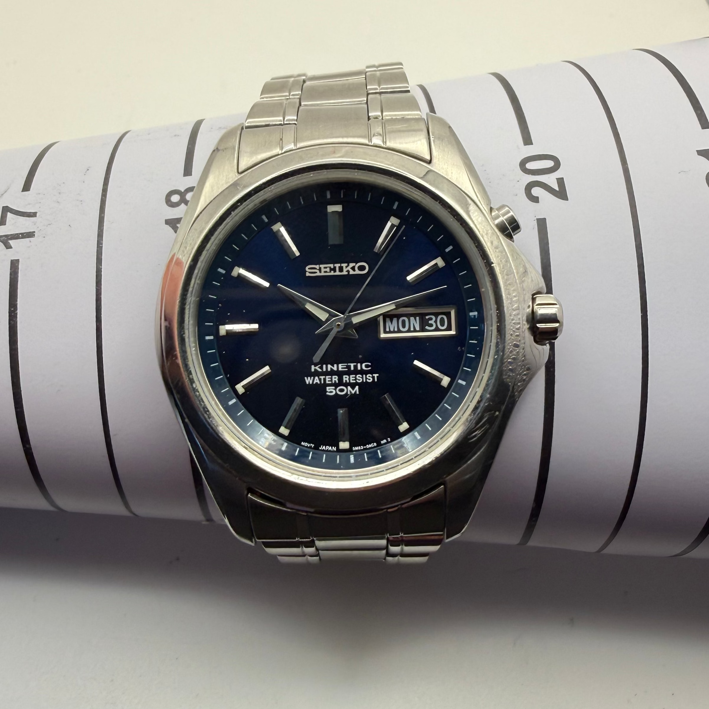 Seiko Kinetic Titanium SQ100 Blue Dial Day-Date – Fully Serviced Nov 2005- £109.99