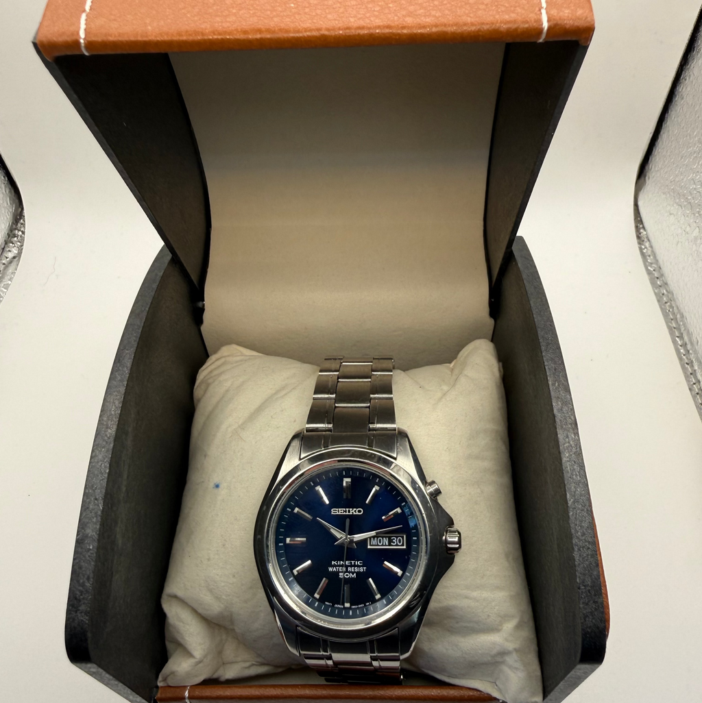 Seiko Kinetic Titanium SQ100 Blue Dial Day-Date – Fully Serviced Nov 2005- £109.99